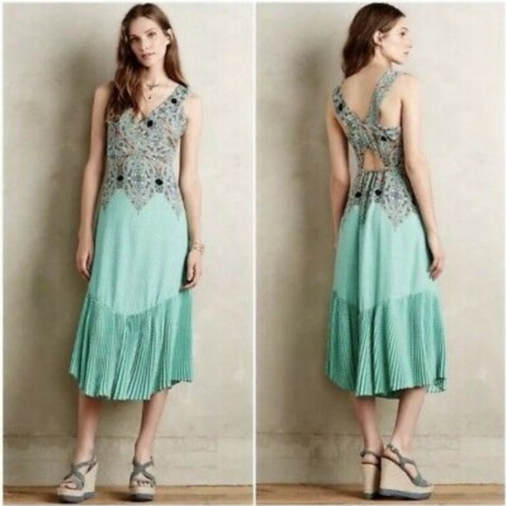 Maeve Canyon Creek Midi Dress Sleeveless Keyhole Back‎ Paisley Print